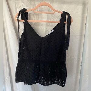 Rebecca Minkoff Black Eyelet Sleeveless Top